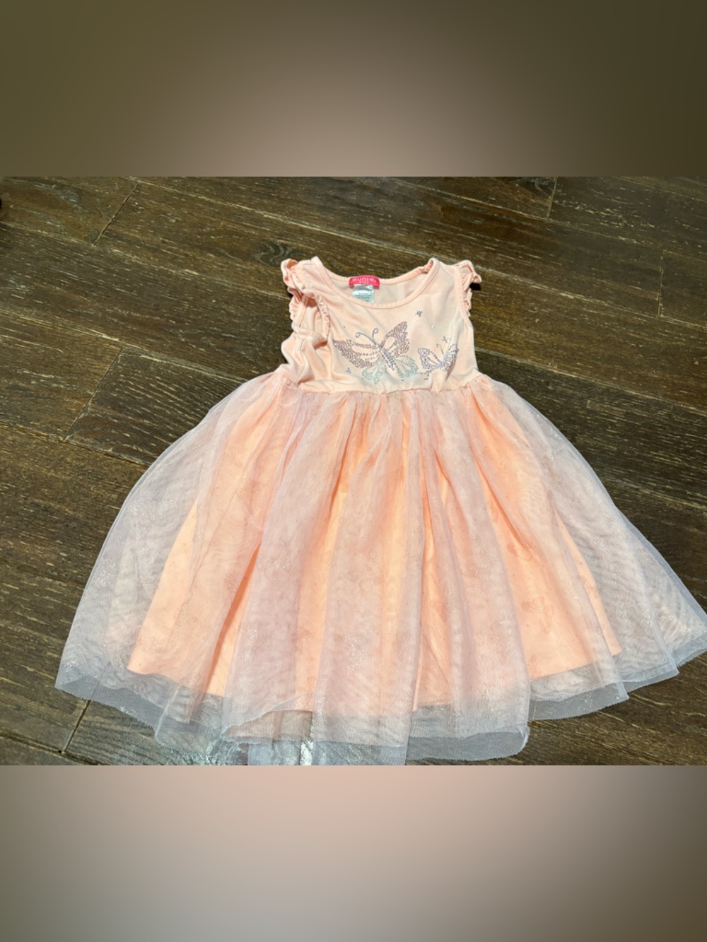 Zunie Peach Pink Butterfly Tulle Casual Dress